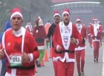 Posse of Santas make a run for it during Mexico Christmas race