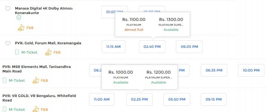 Tiger Zinda Hai ticket price: Bangalore Tiger Zinda Hai ticket price