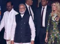 Ivanka Trump with Narendra Modi and K Chandrasekhar Rao