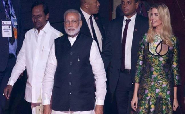 Ivanka Trump with Narendra Modi and K Chandrasekhar Rao Ivanka Trump with Narendra Modi and K Chandrasekhar Rao
