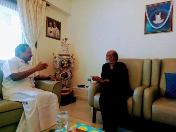 In picture: Rajinikanth with Tamilaruvi Manian. Rajinikanth