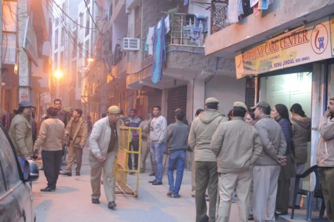 Police officials at Rohini's Adhyatmik Vishwa Vidyalaya ashram in New Delhi on Dec 22, 2017. Adhyatmik Vishwa Vidyalaya ashram