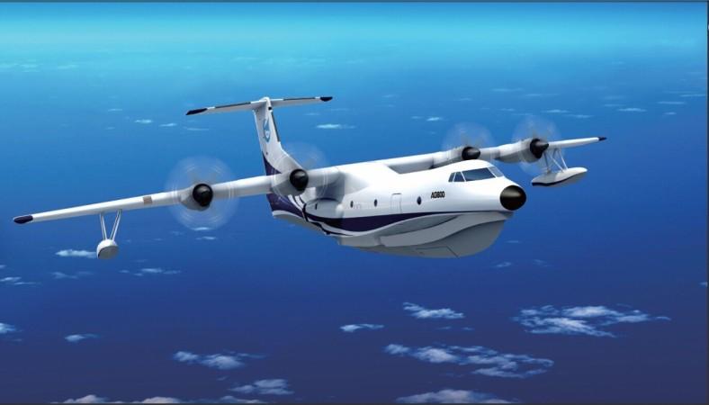 Sketch of China's self-developed amphibious aircraft AG600. The first major part of AG600, the fuselage mid-section, was completed at the Aviation Industry Corporation of China (AVIC) Xi'an Aircraft Industry Company in Xi'an, capital of northwest China's Shaanxi Province, Dec. 29, 2014. The AG600, a multi-use amphibious aircraft, is expected to be used for forest firefighting and marine rescue missions. Chinese amphibious aircraft