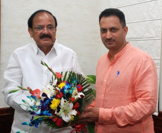 Union MoS Skill Development and Entrepreneurship Anant Kumar Hegde calls on Vice President M. Venkaiah Naidu in New Delhi on Sept 13, 2017. Venkaiah Naida Ananth Kumar Hegde