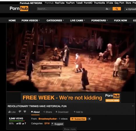 Tony Award-winning play Hamilton on Pornhub