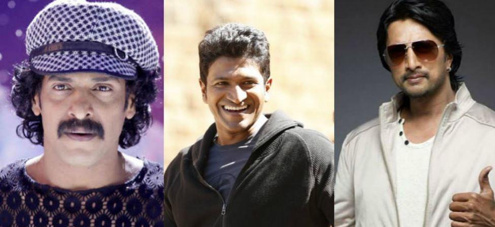 Upendra, Puneeth Rajkumar and Sudeep. Upendra, Puneeth Rajkumar and Sudeep