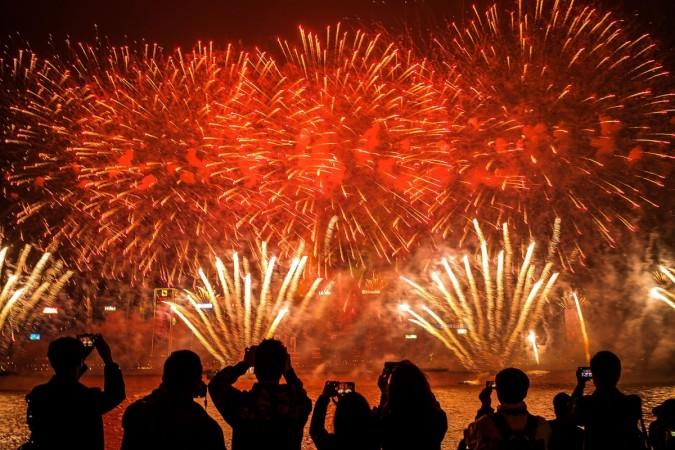 Fireworks illuminate the city's skyline during BOCHK Hong Kong New Year countdown celebrations of 2017 on January 1, 2017 in Hong Kong. hong kong fireworks