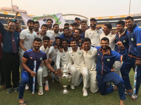 Vidarbha team with their Ranji Trophy title in Indore ranji trophy