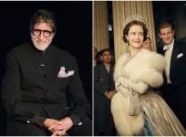 Actor Amitabh Bachchan (L); a still from Netflix's The Crown