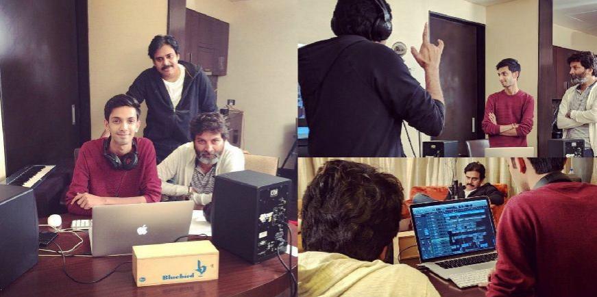 Agnyaathavaasi: Anirudh, Pawan Kalyan and Trivikram Srinivas seen in the collage. Anirudh-Pawan Kalyan to dance together in Agnyaathavaasi
