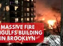 Massive fire engulfs residential building in New York