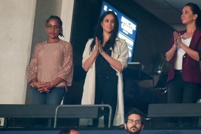 Meghan Markle (C) and her mother Doria Radlan (L) watch the closing ceremonies for the Invictus Games in Toronto, Ontario Meghan Markle mother