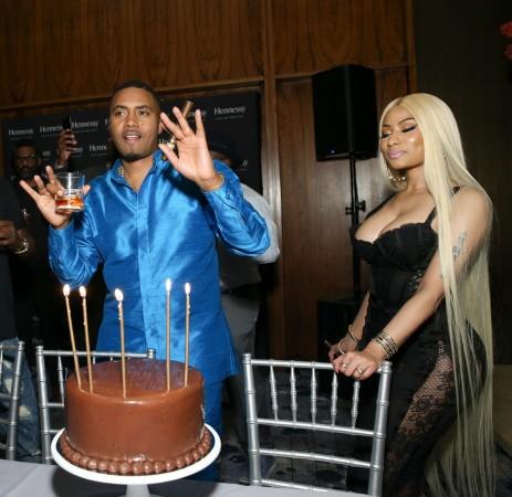 Nas and Nicki Minaj attend hip hop artist Nas' private birthday dinner, presented by Hennessy, the world's best-selling Cognac, at The Pool Lounge in New York City on September 13, 2017. Nas and Nicki Minaj