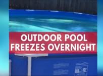 Florida man discovers pool has frozen overnight