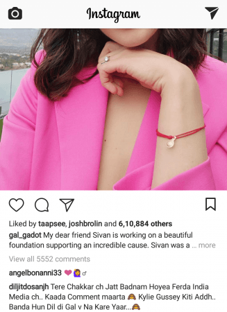 Diljit Dosanjh's comment on Gal Gadot's Instagram picture. Diljit Dosanjh, Gal Gadot