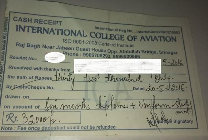 Fee details shared by another student who was duped by ICA. receipt ica 11