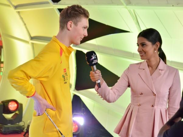 Axelsen doing a television interview during PBL season 3 Viktor Axelsen