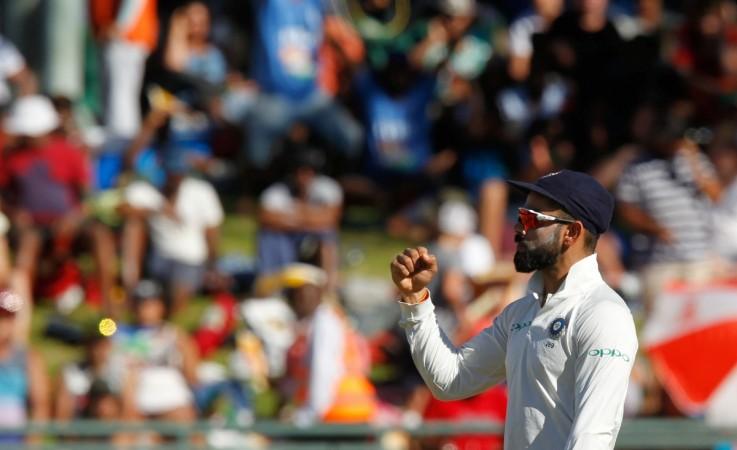 Virat Kohli celebrates a South African wicket during the first Test in Cape Town. Virat Kohli