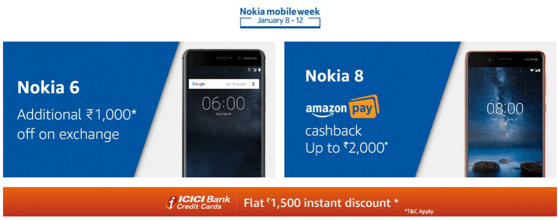 The Nokia Mobile Week kick-started January 8 and will run till January 12, midnight. (Screenshot) Nokia Mobile Week on Amazon India