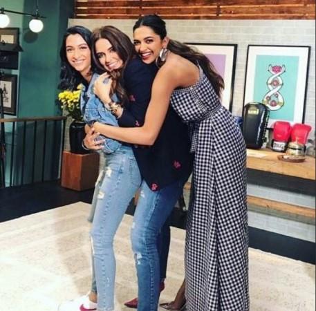 Anisha Padukone, Neha Dhupia and Deepika Padukone on the sets of Vogue BFFs Deepika Padukone on the sets of Vogue BFFs
