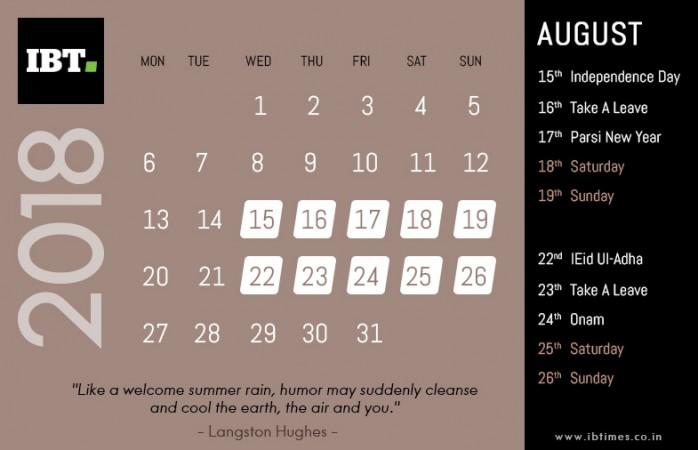 Long weekends in 2018