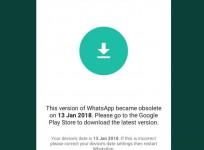 WhatsApp, This version of WhatsApp became Obsolete on 13 Jan 2018. Please go to the Google Play Store to download the latest version