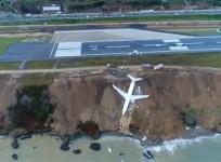 Turkish plane skids off runway on to steep slope