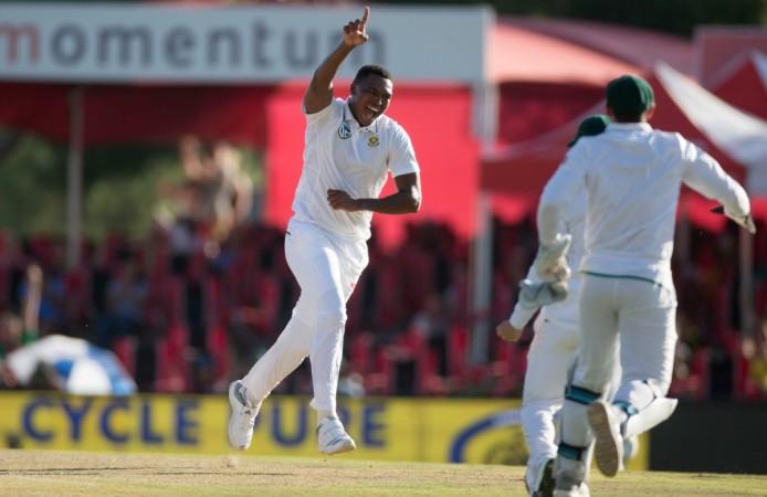 Debutant Lungi Ngidi (left) celebrates dismissing Virat Kohli for five in Centurion Test. Lungi Ngidi