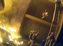 Dramatic footage shows firefighters catch children dropped from burning building