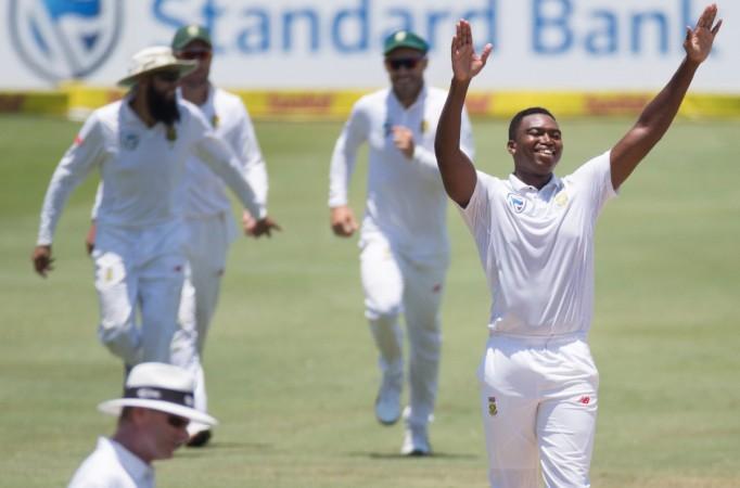 Lungi Ngidi (right) celebrates an Indian wicket in Centurion Test. Lungi Ngidi
