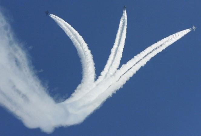 Indian Air Force aircrafts fly past during the full dress rehearsal for the Republic Day parade in New Delhi IAF flypast