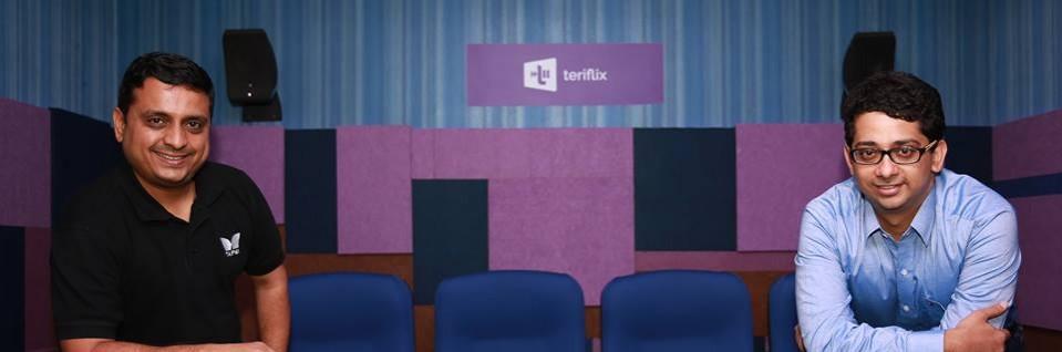 TERIFLIX founders Praveen (L) and Prashanth Udupa (R) pictured inside their TERIFLIX mini-theater hall. TERIFLIX mini theater founders