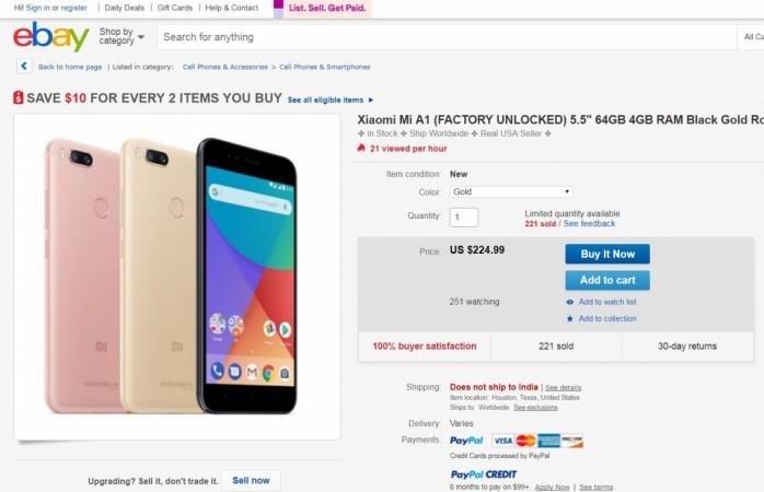 You can buy Xiaomi Mi A1 Android One in eBay US, but first make sure to check this feature Xiaomi, Mi A1, Google Android One, eBay, USA, price, specs