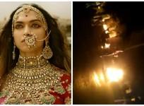 Padmaavat still (left) Still of Protests (right)