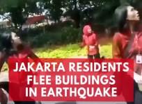 Jakarta residents flee high-rise buildings during earthquake