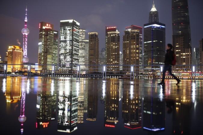 Financial district in Shanghai China