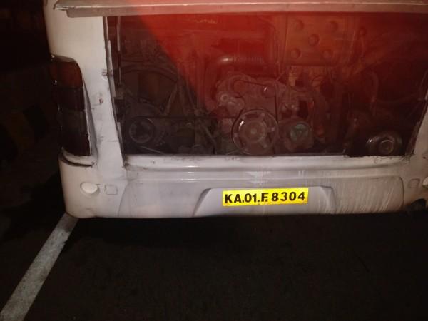 The bus which got filled with smoke. KSRTC bus
