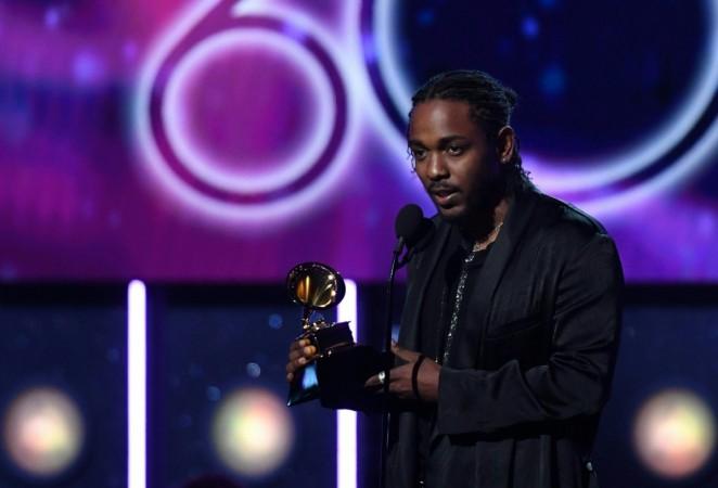 Kendrick Lamar receives the Grammy for the Best Rap Album with DAMN. during the 60th Annual Grammy Awards show on January 28, 2018, in New York Kendrick Lamar receives the Grammy for the Best Rap Album with DAMN. during the 60th Annual Grammy Awards