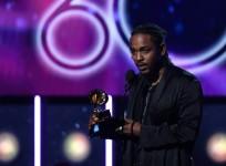 Kendrick Lamar receives the Grammy for the Best Rap Album with DAMN. during the 60th Annual Grammy Awards