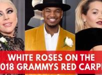 Stars wear white roses on Grammys 2018 red carpet in solidarity with #TimesUp