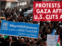 UN employees protest in Gaza over cuts in US aid