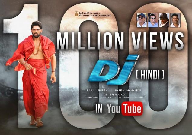 DJ Duvvada Jagannadham Hindi version gets 100 million views; Allu Arjun thrilled over the response DJ Duvvada Jagannatham Hindi version gets 100 million views; Allu Arjun thrilled over the response