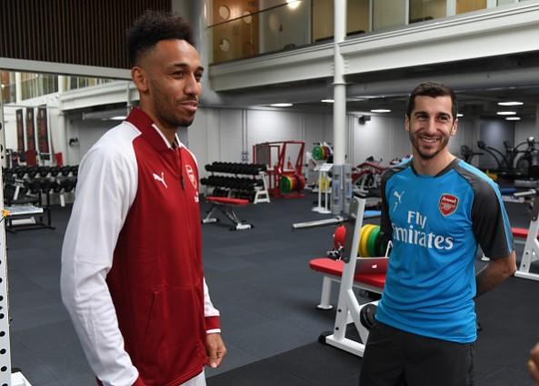 Arsenal new boys Aubameyang (L) and Mkhitaryan mkhitaryan, aubameyang