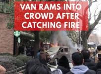 Van rams into pedestrians in Shanghai after catching fire
