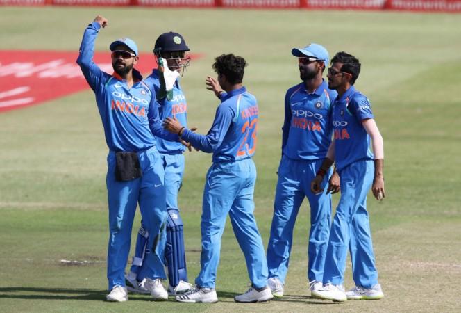 Virat Kohli looks at the crowd as India celebrates South Africa's David Miller's wicket during the first ODI in Durban. Virat Kohli