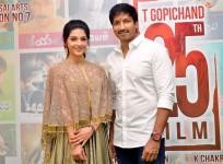 Gopichand with Mehreen Kaur Pirzada at his 25th film Pantham launch