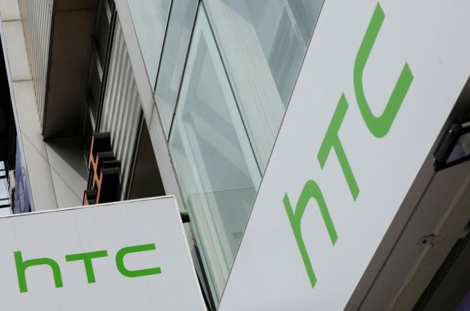 Logos of HTC are seen outside its store in Taipei, Taiwan September 21, 2017. Logos of HTC are seen outside its store in Taipei, Taiwan