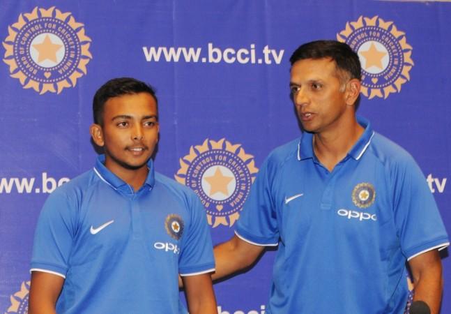 File photo: Rahul Dravid believes the U-19 World Cup 2018 heroes need to work hard if they are to make a successful transition from junior to senior cricket. Prithvi Shaw and Rahul Dravid
