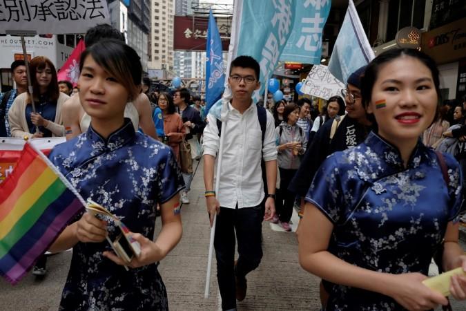 Pro-democracy activist Joshua Wong takes part in the annual pride parade in Hong Kong, China. joshua wong