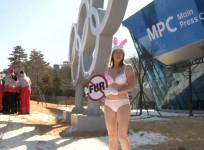 Bikini-clad animal activist protests fur in freezing Pyeongchang